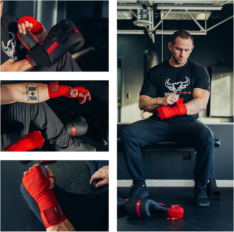 BEAST RAGE Boxing Hand Wraps for MMA Kickboxing Wrist Wraps Professional Adult 180" Semi-Elastic Martial Arts Inner Gloves Heavy Bag Handwraps Muay Thai Thumb Straps - Image 4
